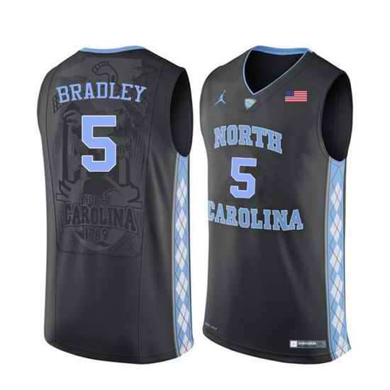 Men North Carolina Tar Heels 5 Tony Bradley College Basketball Jerseys Black
